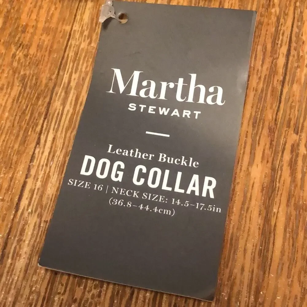 Martha Stewart Tan and Silver Leather Buckle Dog Collar Size 16